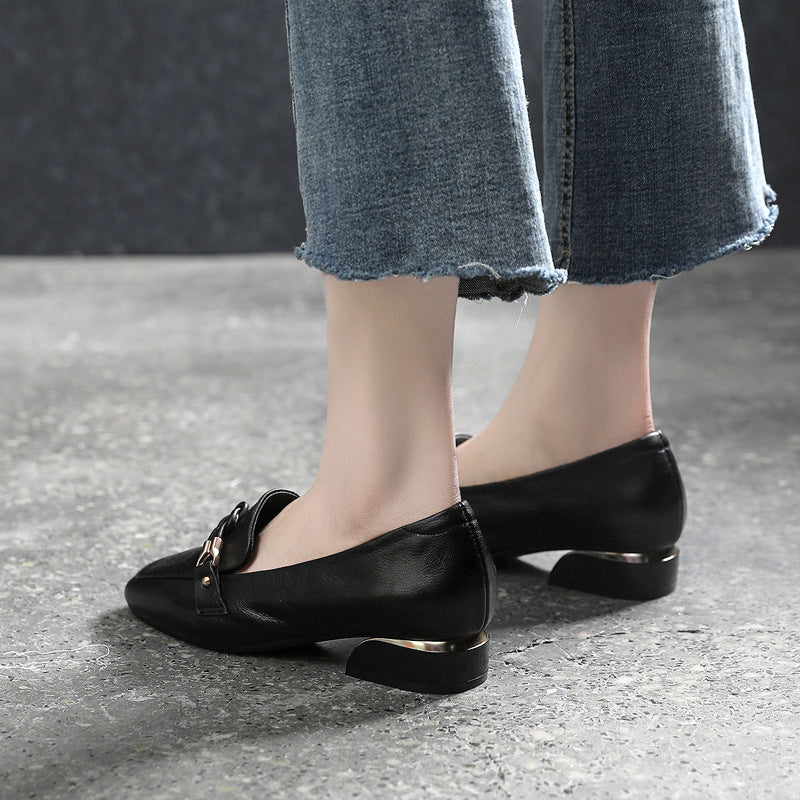 Women's Top Layer Cowhide Pumps Mid Large Size Women's Fashion Shoes