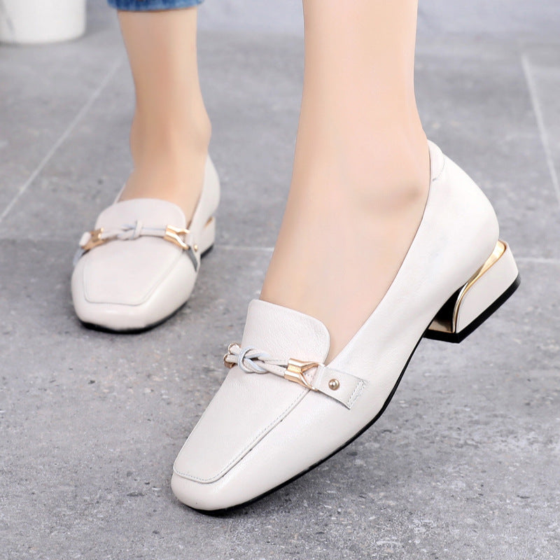 Women's Top Layer Cowhide Pumps Mid Large Size Women's Fashion Shoes