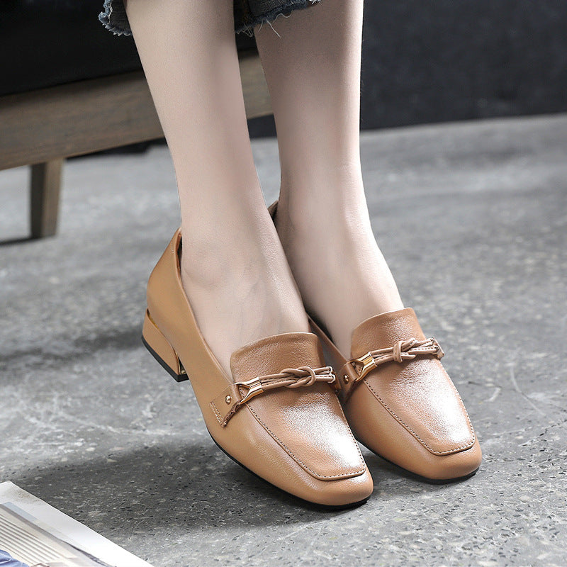 Women's Top Layer Cowhide Pumps Mid Large Size Women's Fashion Shoes