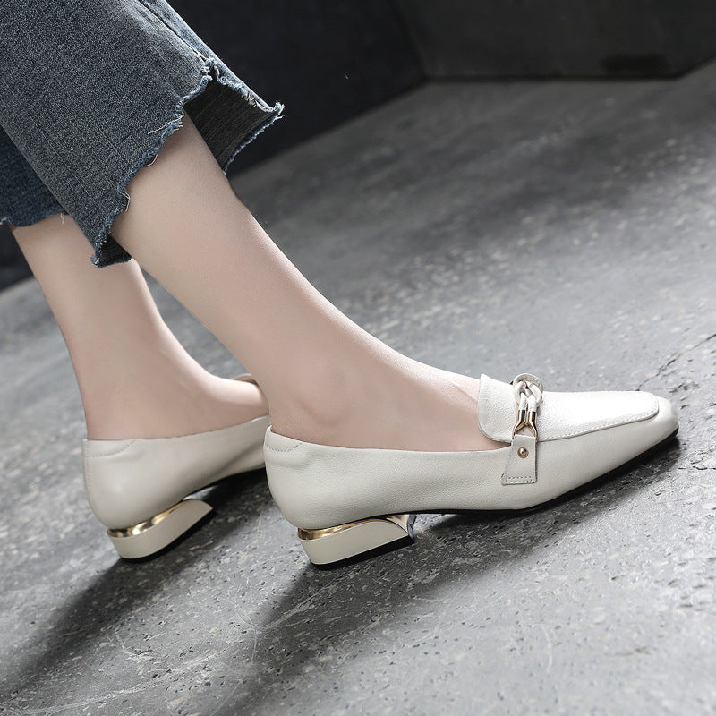 Women's Top Layer Cowhide Pumps Mid Large Size Women's Fashion Shoes