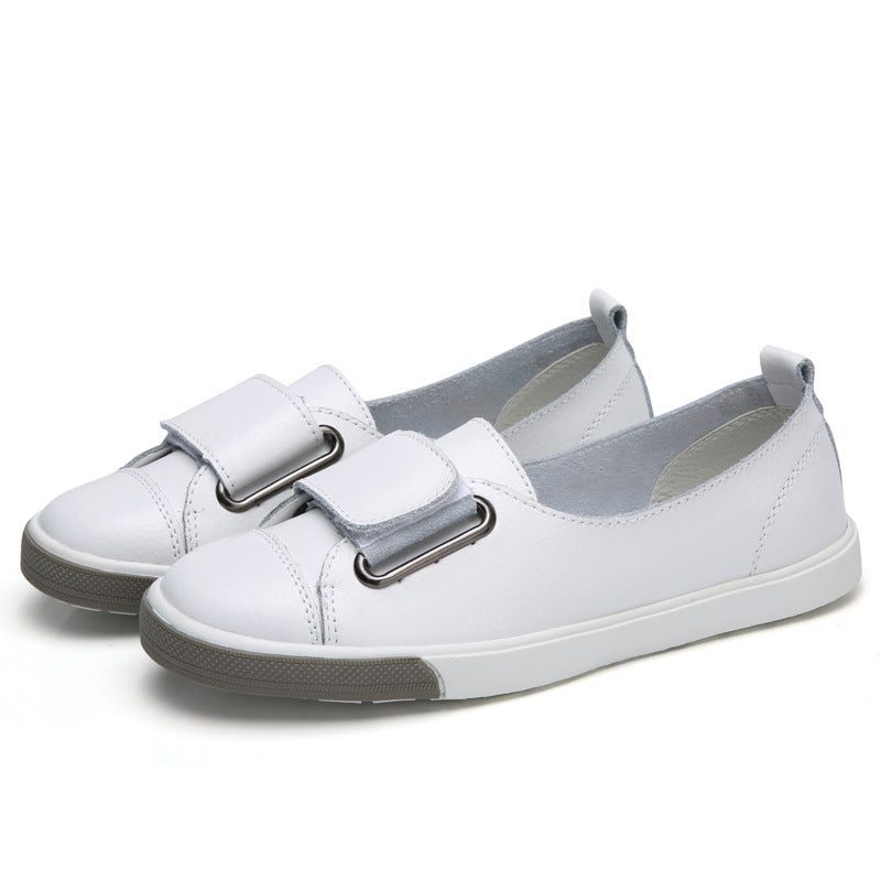 Women's & Men's Low-cut Authentic White Large Size Velcro Casual Shoes