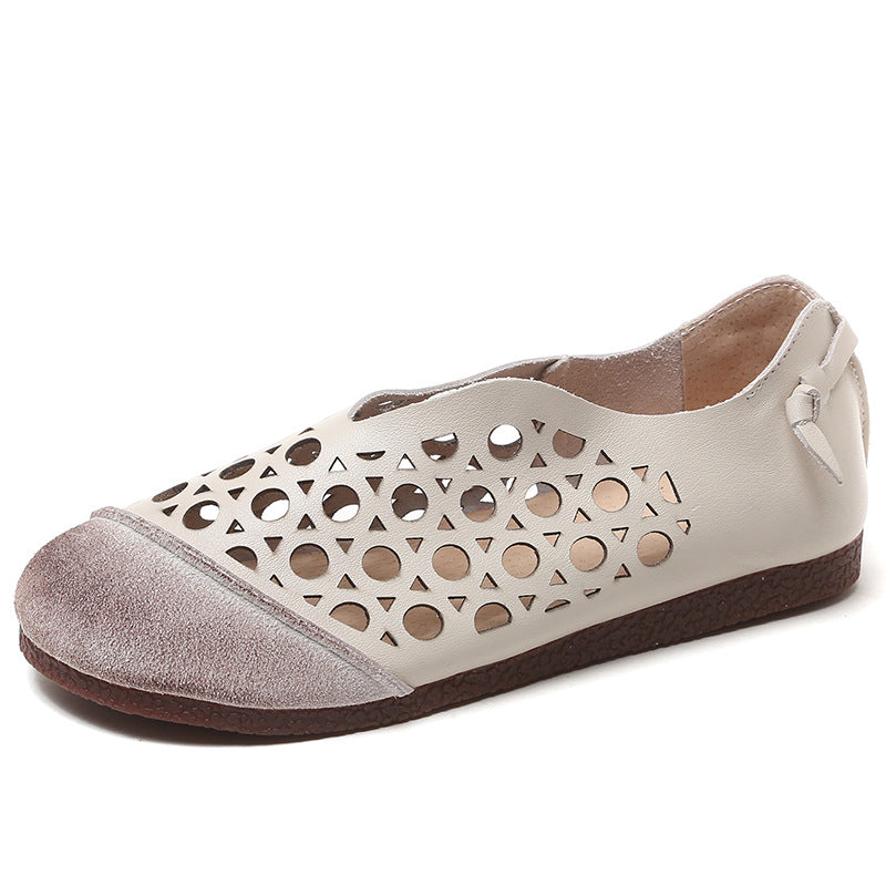 Women's Summer Genuine Retro Artistic Style Mori Flat Hollowed Sandals