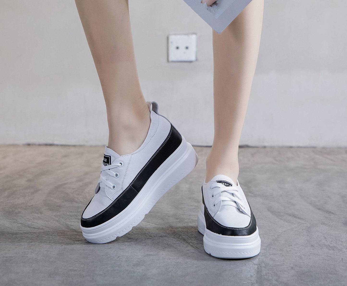 Women's Low-cut Hidden White Spring Korean Style Versatile Slip-on Muffin Platform Women's Casual Shoes