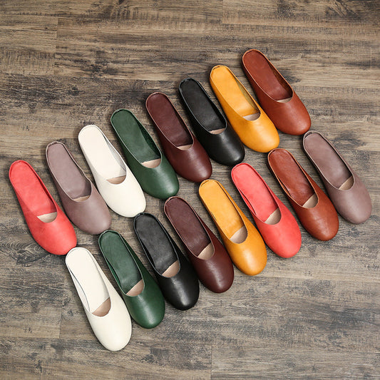 Women's Genuine Handmade Mori Granny Retro Extra Flat Slippers