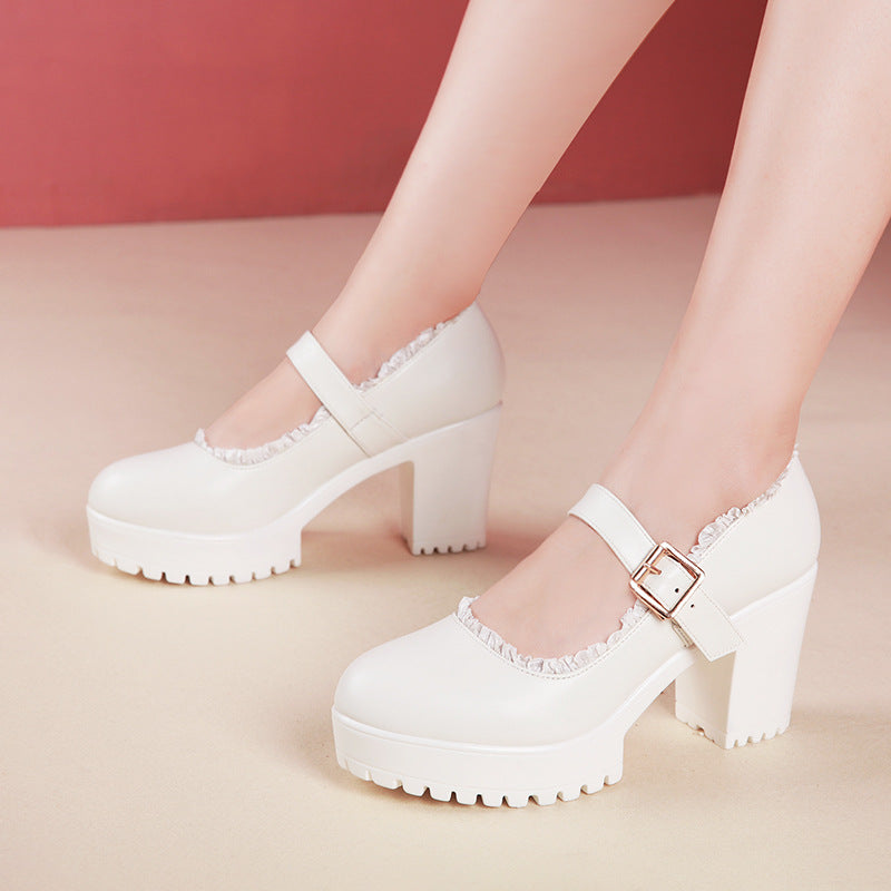 Women's Autumn High Chunky Round Head For Catwalk Platform Cheongsam Model Women's Fashion Shoes