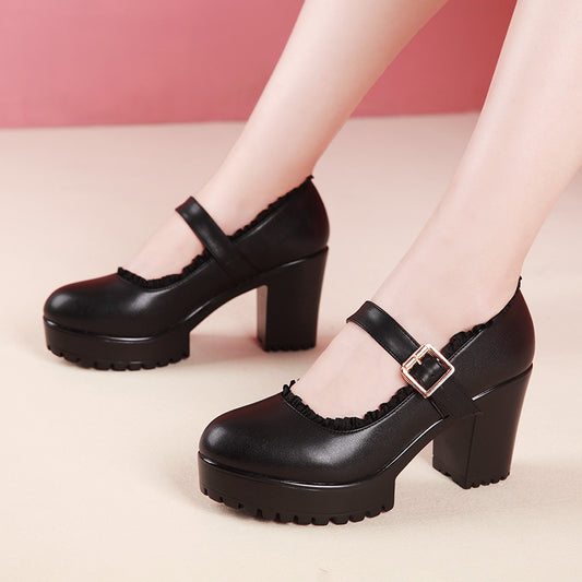 Women's Autumn High Chunky Round Head For Catwalk Platform Cheongsam Model Women's Fashion Shoes