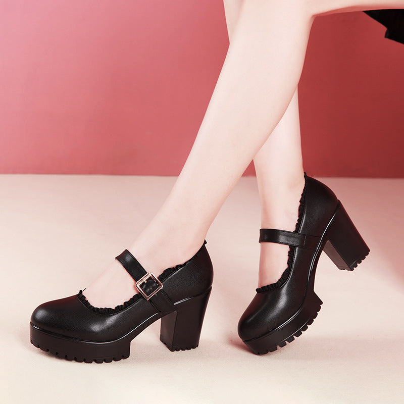 Women's Autumn High Chunky Round Head For Catwalk Platform Cheongsam Model Women's Fashion Shoes