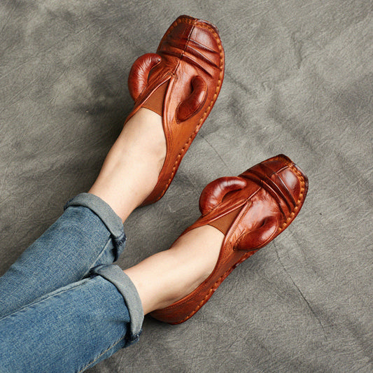 Women's Ethnic Style Retro Handmade Personality Flat Platform Soft Bottom Horn Women's Casual Shoes