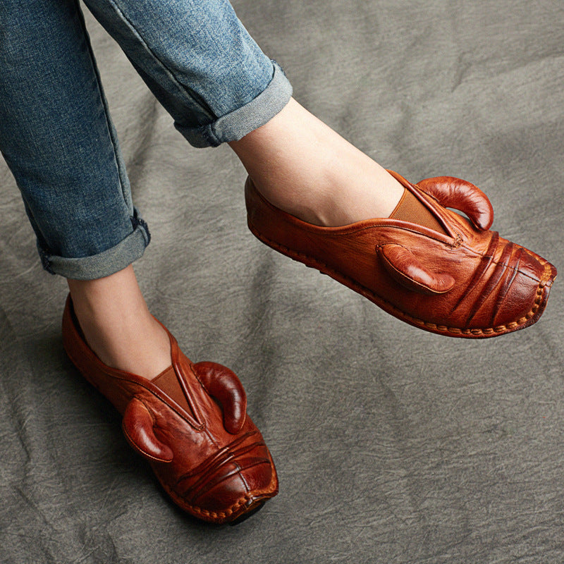 Women's Ethnic Style Retro Handmade Personality Flat Platform Soft Bottom Horn Women's Casual Shoes