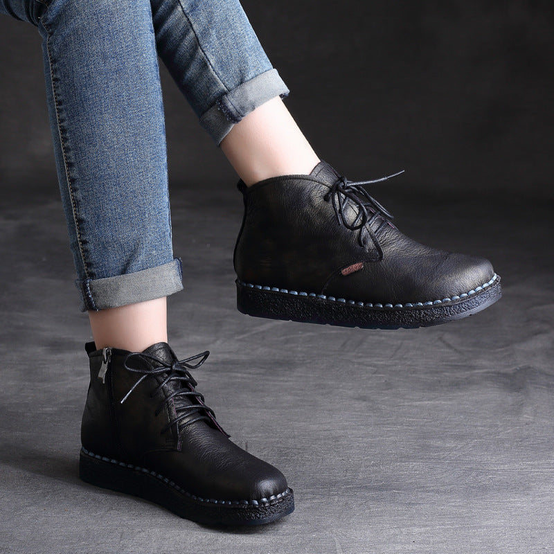 Women's Ethnic Style Vintage Soft Bottom Thick Mori Handsome Women's Casual Shoes
