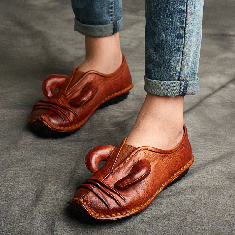 Women's Ethnic Style Retro Handmade Personality Flat Platform Soft Bottom Horn Women's Casual Shoes