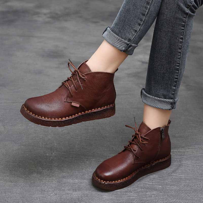 Women's Ethnic Style Vintage Soft Bottom Thick Mori Handsome Women's Casual Shoes