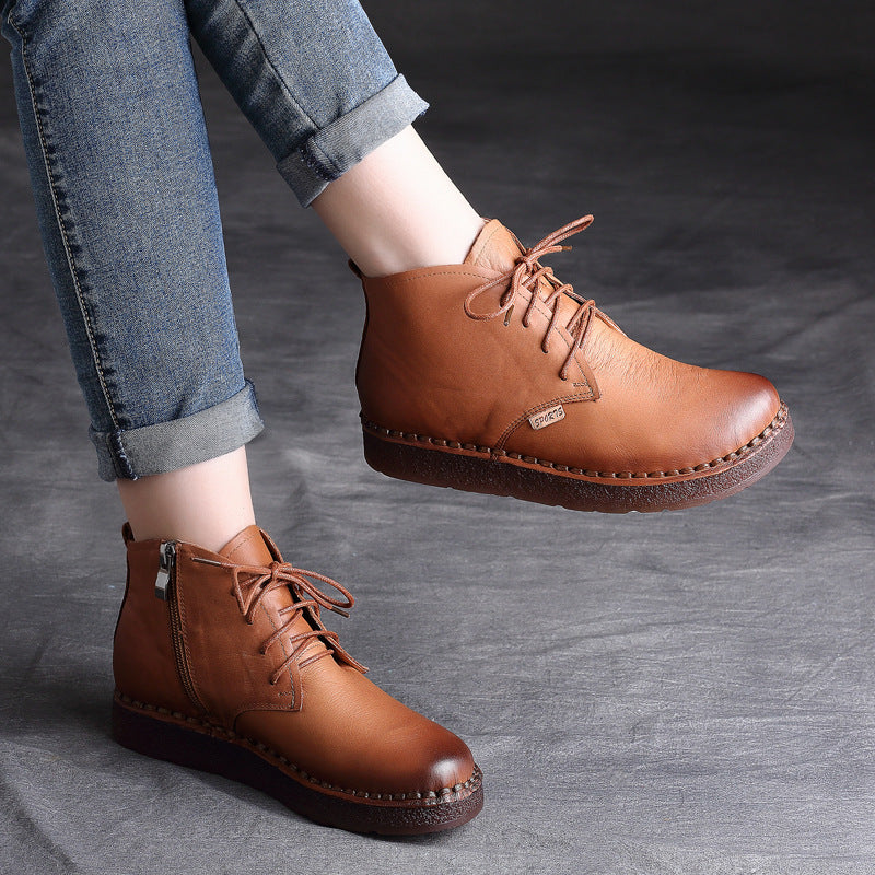 Women's Ethnic Style Vintage Soft Bottom Thick Mori Handsome Women's Casual Shoes