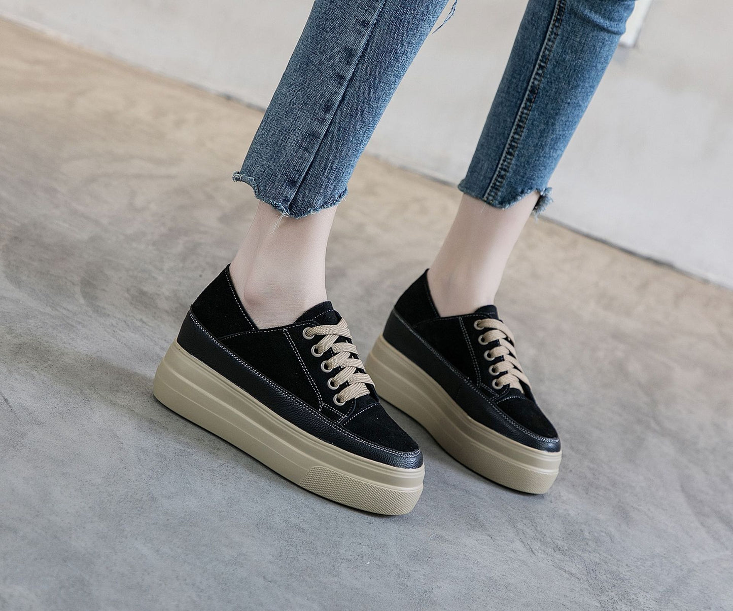 Women's Bottom Thick Spring Small Size Genuine Black Women's Casual Shoes