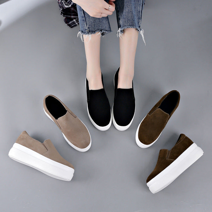 Women's Thick-soled Platform Genuine Spring Height Increasing Casual Shoes