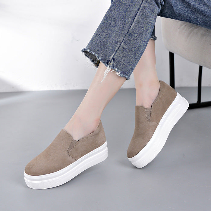 Women's Thick-soled Platform Genuine Spring Height Increasing Casual Shoes