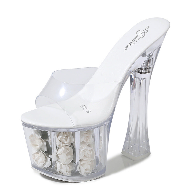 Chunky Mannequin Super High Chic Flower Waterproof Platform Sandals