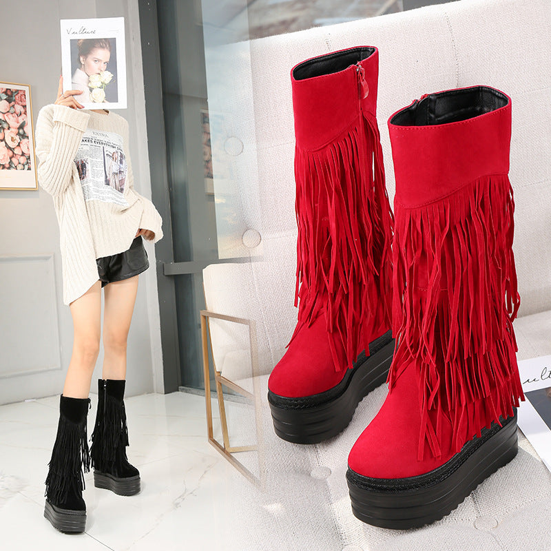 Women's Winter Thick Bottom Height Increasing Insole Boots