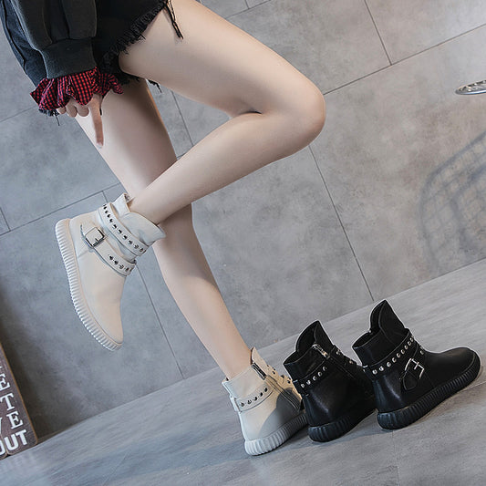 Women's Style Female Autumn Ankle Flat Martin Boots
