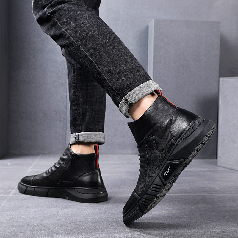Men's Middle Tube British Low Side Zip Boots