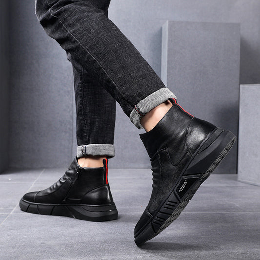 Men's Middle Tube British Low Side Zip Boots