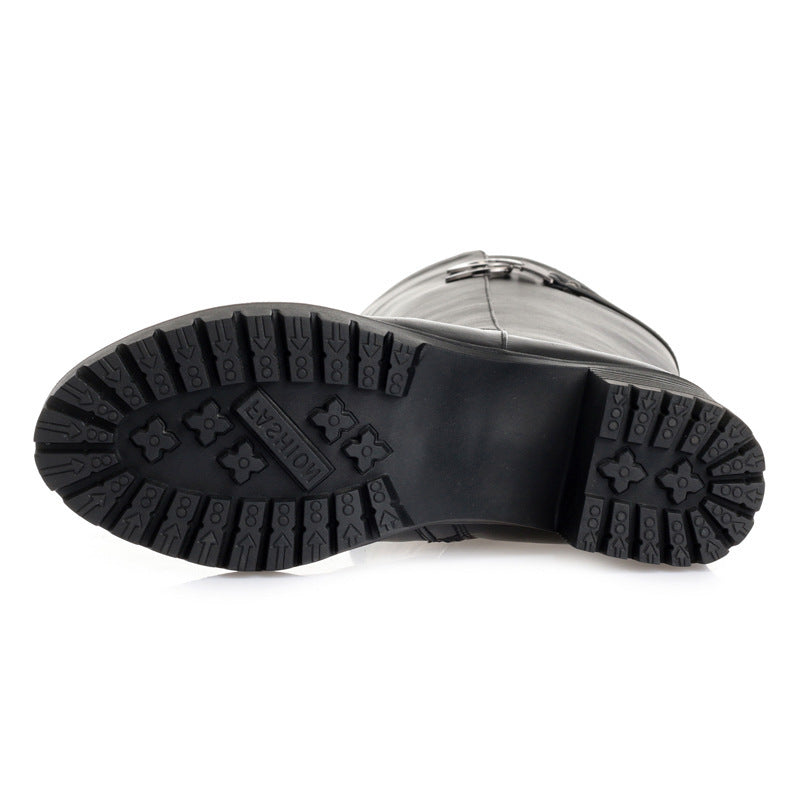 Women's Long High Large Size Thick Cowhide Winter Boots