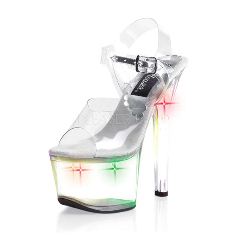 Women's High-heeled Rhinestone Stiletto Waterproof Platform Crystal Sandals