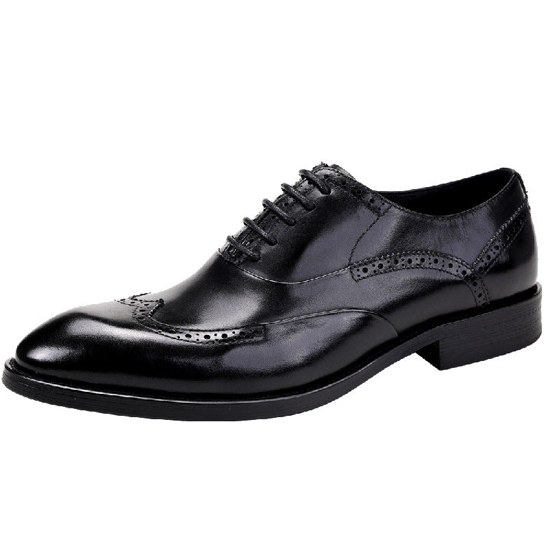 Men's Foot Carved British Dress Top Layer Cowhide Large Men's Shoes