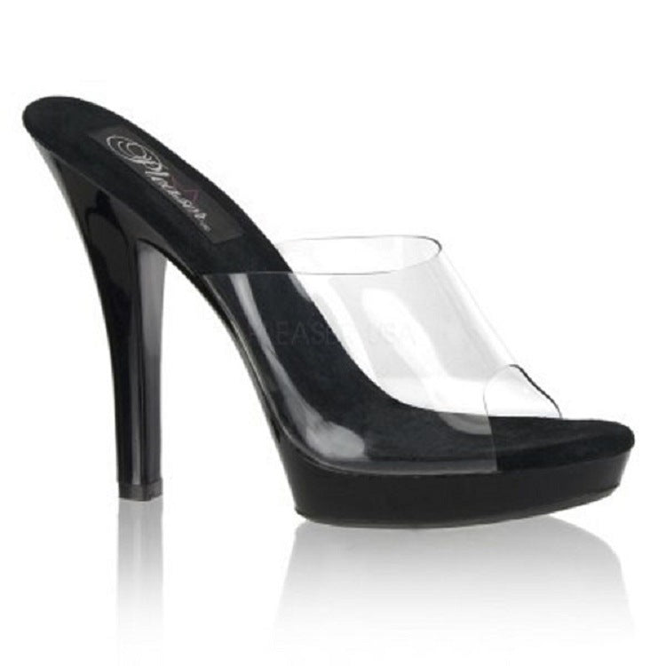 Women's Transparent Crystal High Plus Size Peep Sandals