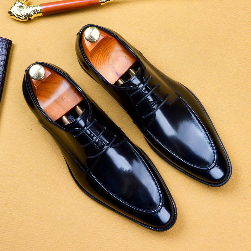 Men's Business Formal British Patent Brushed Breathable Leather Shoes