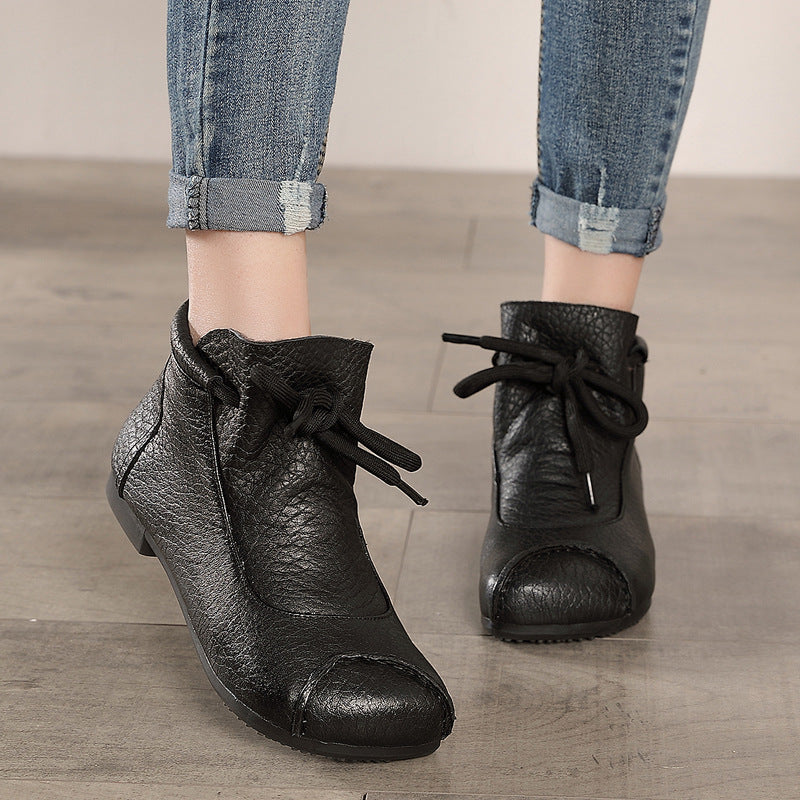 Retro Flat Bottom Mom Single-layer Short Lightweight Boots