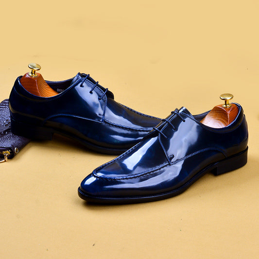 Men's Business Formal British Patent Brushed Breathable Leather Shoes