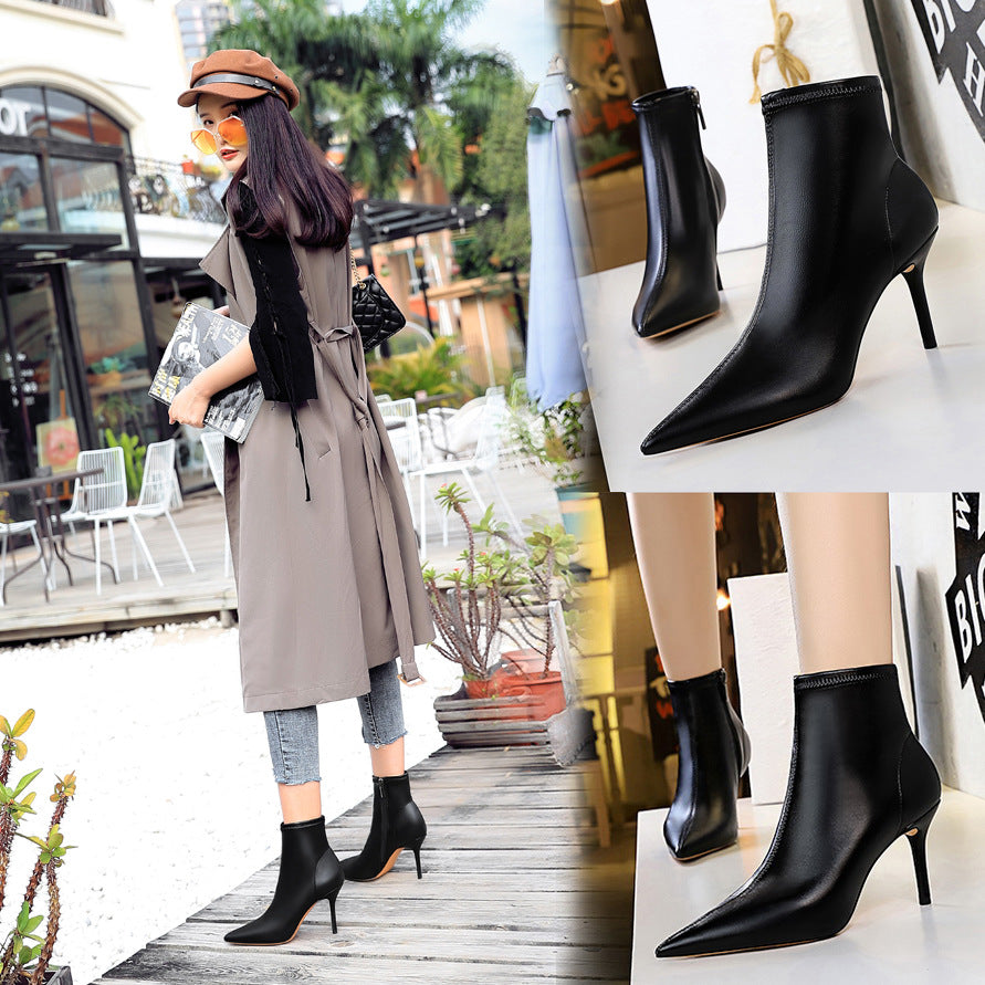 Fashion Simple Skinny Stiletto Pointed Toe Sexy Nightclubs Thinner Boots