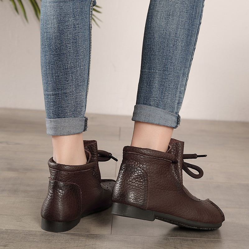 Retro Flat Bottom Mom Single-layer Short Lightweight Boots