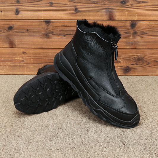 Men's Fur Sheepskin Warm Wool Tide Front Snow Boots