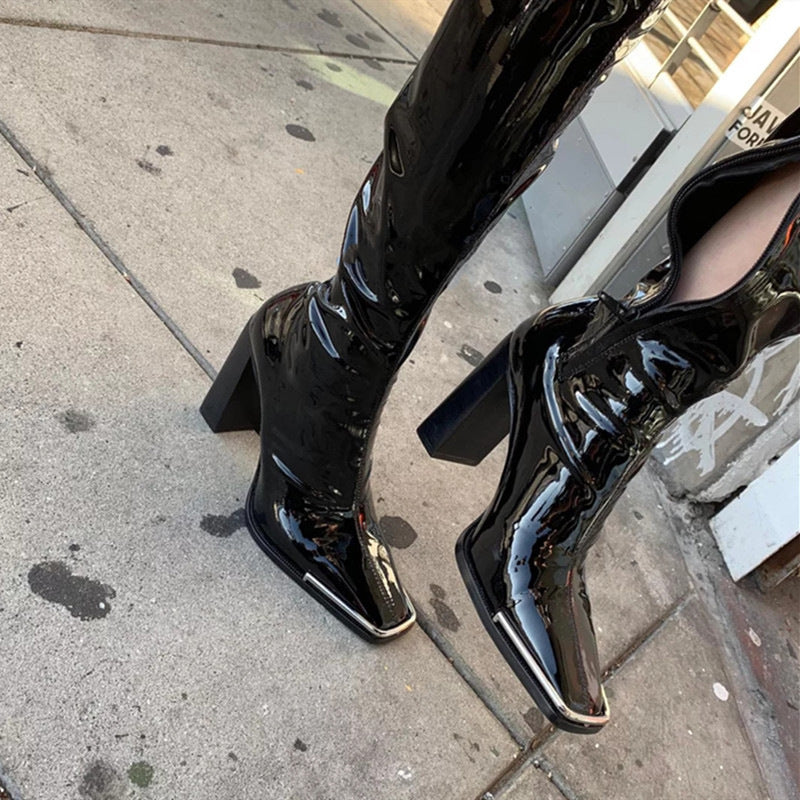 Long Tube Knight Female Chunky Stretch Boots