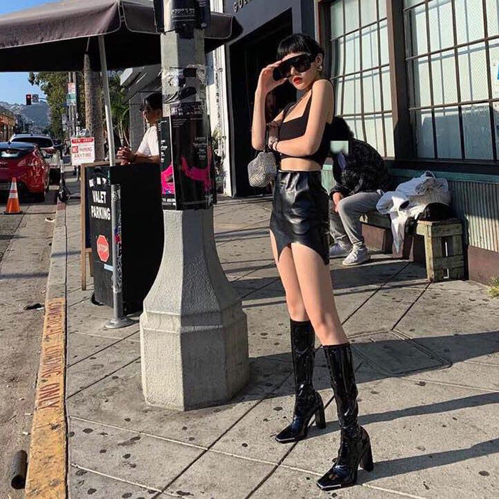Long Tube Knight Female Chunky Stretch Boots