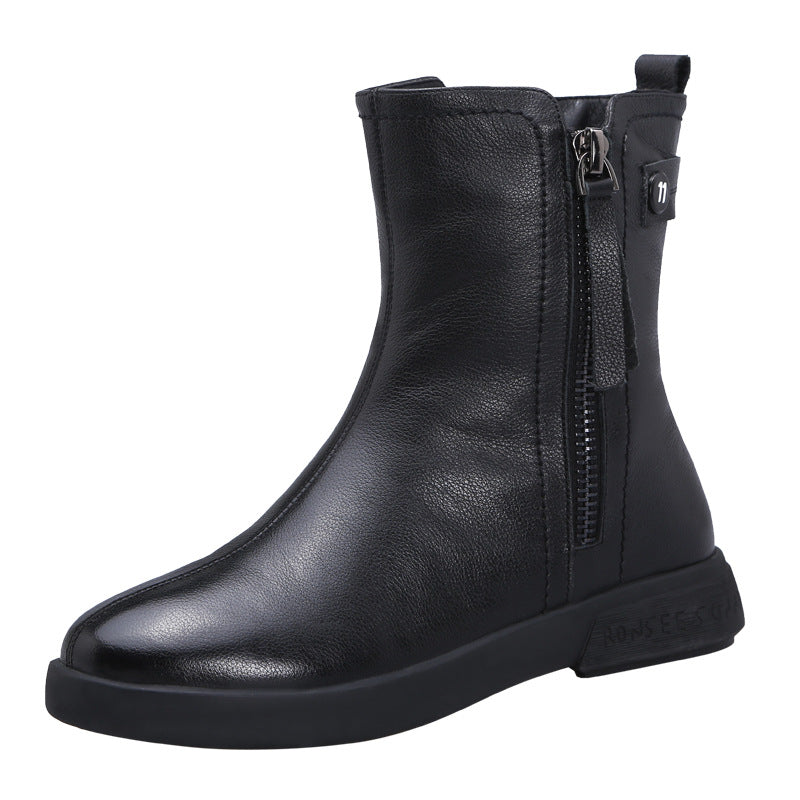 Mid Short First Layer Cowhide Comfortable Snow Boots