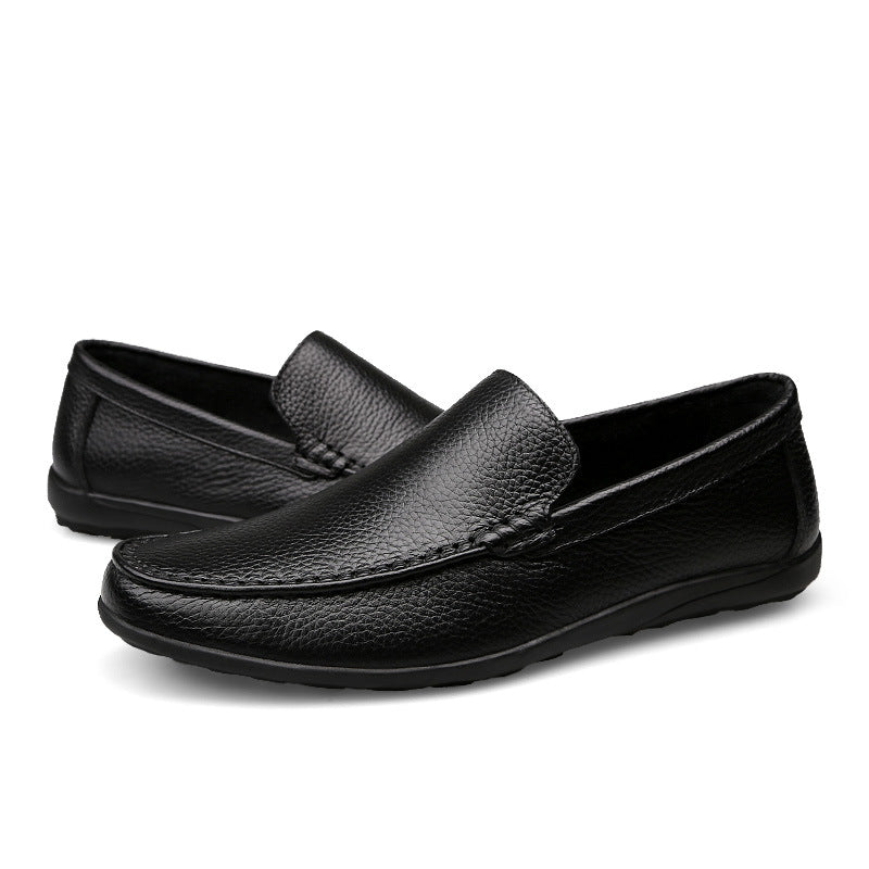 Men's Cowhide Soft Bottom British Breathable Slip-on Casual Shoes