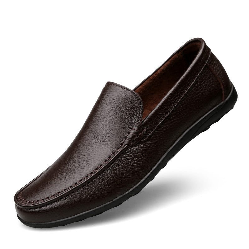 Men's Cowhide Soft Bottom British Breathable Slip-on Casual Shoes