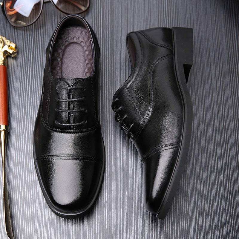 Men's Formal Cowhide British Korean Black Pointed Sneakers