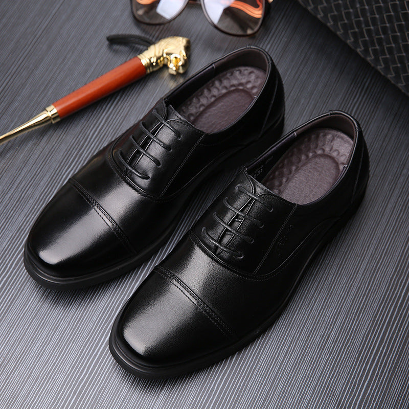 Men's Formal Cowhide British Korean Black Pointed Sneakers