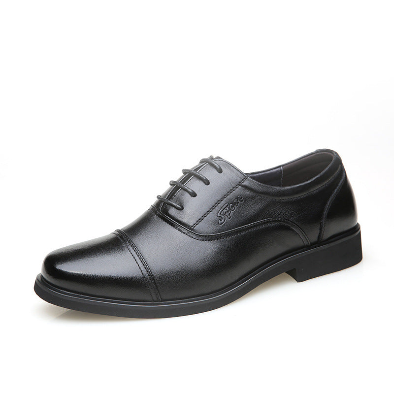 Men's Formal Cowhide British Korean Black Pointed Sneakers