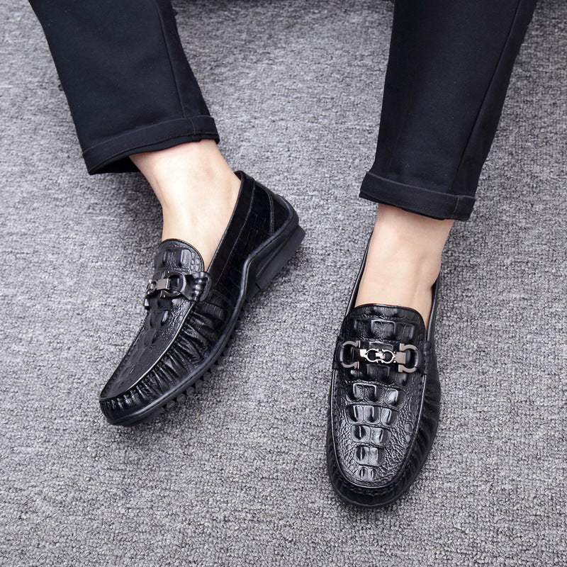 Men's Cowhide Spring British Leisure Slip On Casual Shoes