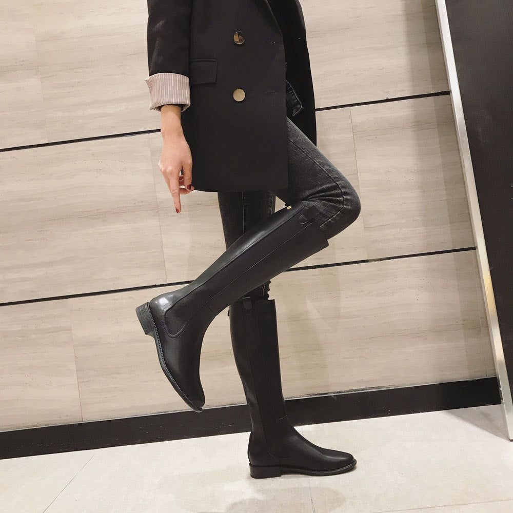 Women's Knight Below The Knee Fleece-lined British Boots