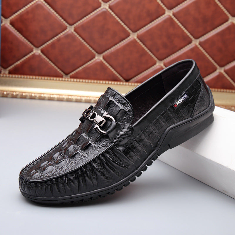 Men's Cowhide Spring British Leisure Slip On Casual Shoes