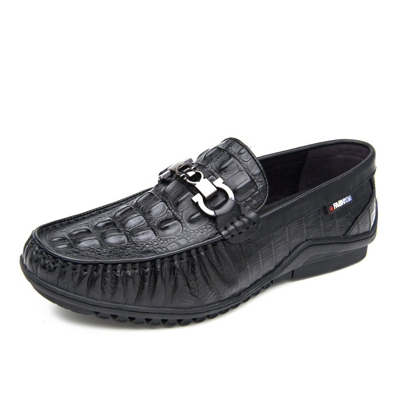 Men's Cowhide Spring British Leisure Slip On Casual Shoes