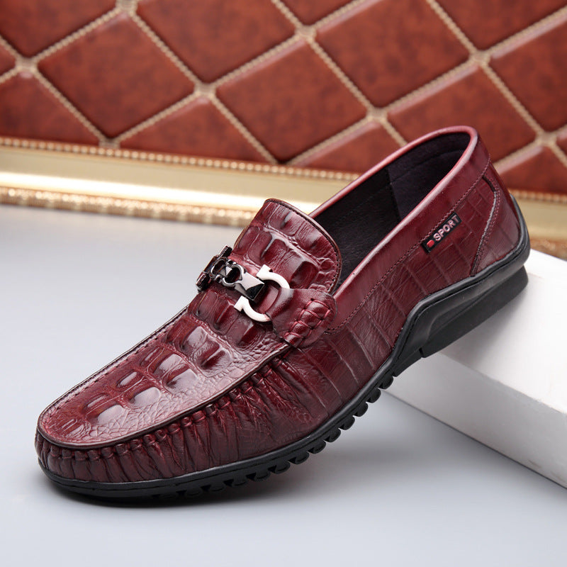 Men's Cowhide Spring British Leisure Slip On Casual Shoes