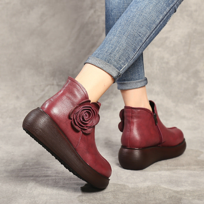 Women's Style Single Plus Size Genuine Retro Boots