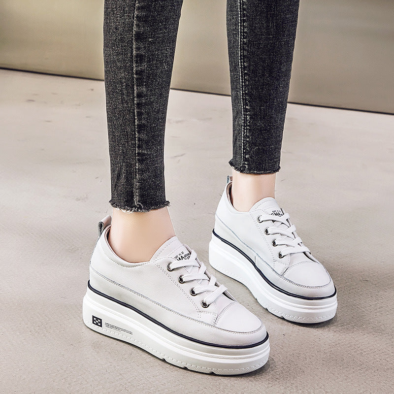 Women's Thick Bottom Cowhide Easy Wear Single Women's Casual Shoes